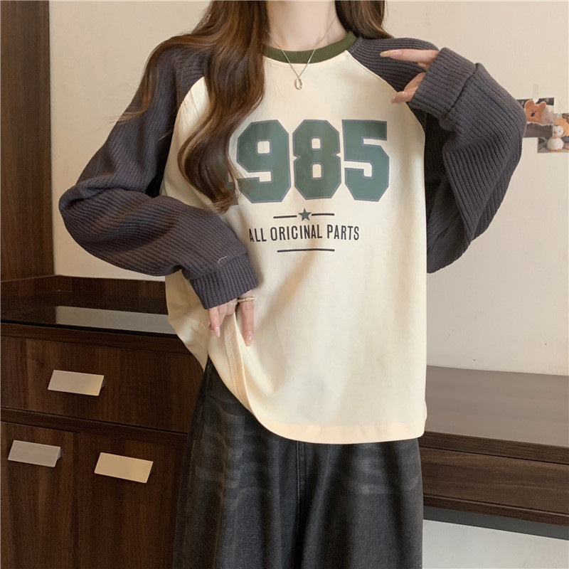 Dame Casual Grafik Raglan Ærme Sweatshirt Stilla