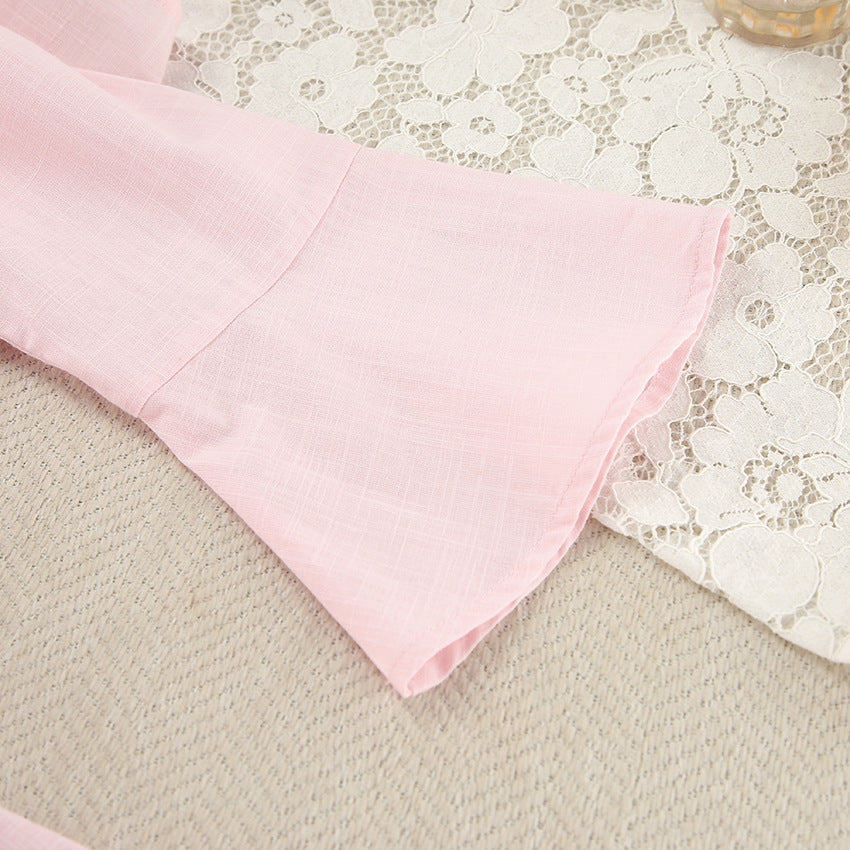 Dame afslappet hør minikjole med legende snøredesign Stilla