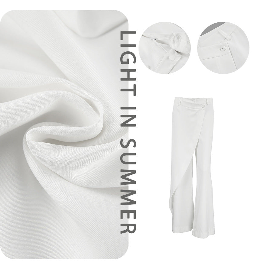 Dame elegant bredskårne palazzo-bukser med asymmetrisk design og høj talje Stilla