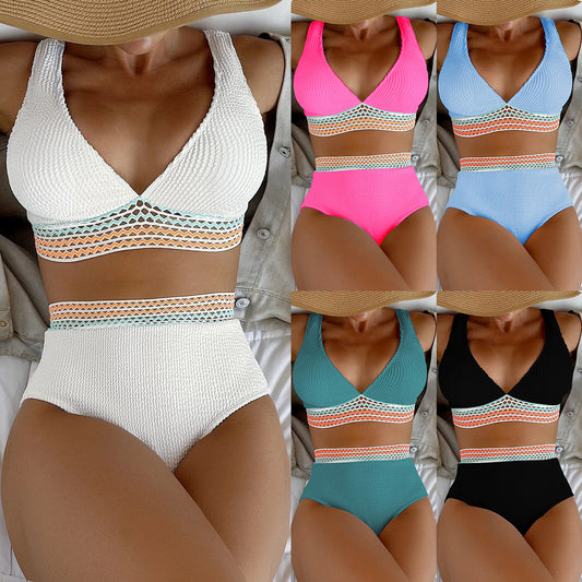 Dame Højtskåret Bikini med trendy netdetaljer Stilla