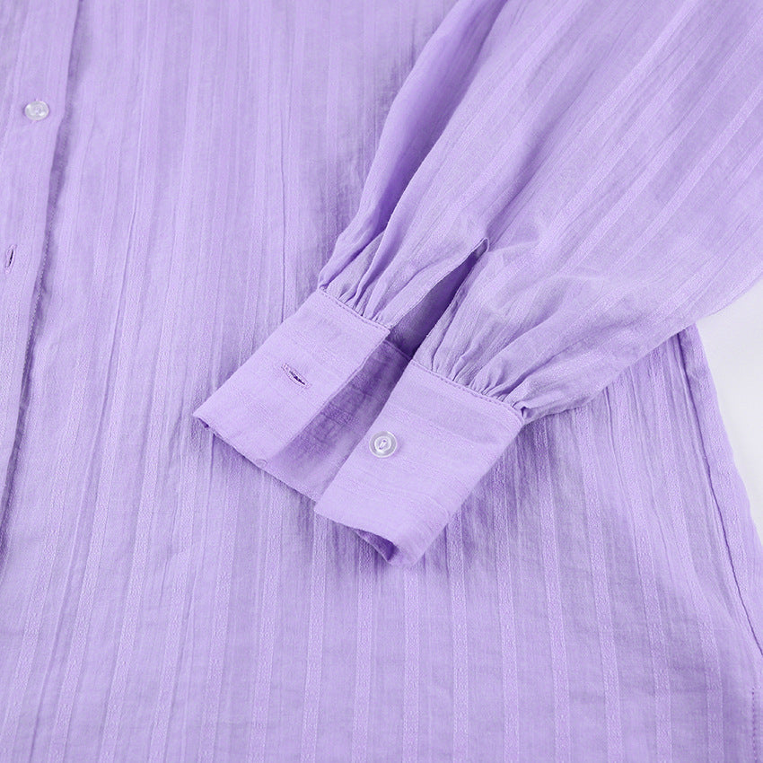 Dame afslappet skjortekjole med sidelommer og flæser Stilla