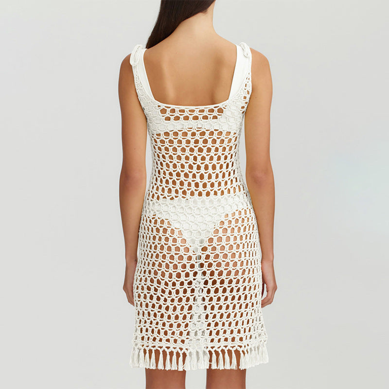 Dame Elegant hæklede strandkjole med frynser Stilla