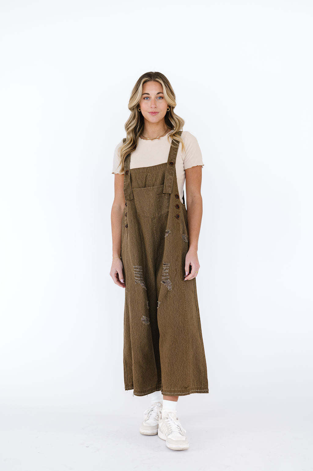 Dame Casual Denim Overalls med stilfulde Rivne Detaljer Stilla