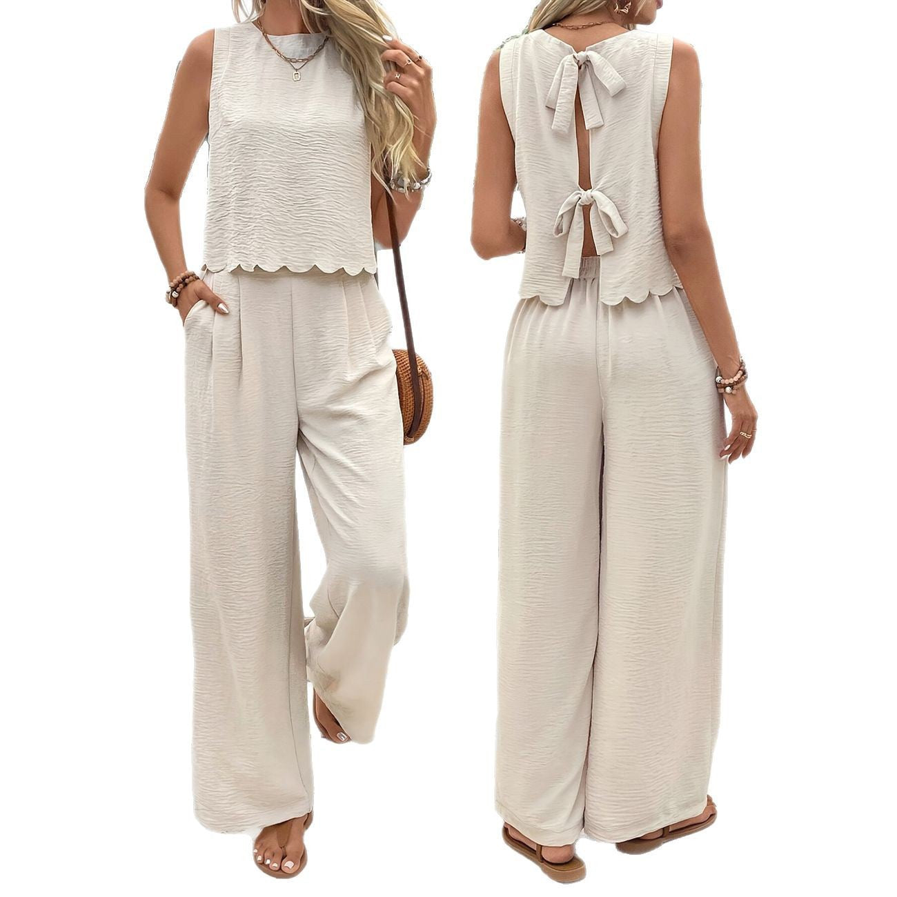 Dame jumpsuit med elegant bælte og bredt ben Stilla