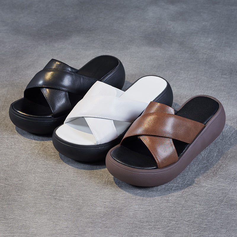 Dame Cross-Strap Platform Slide Sandaler Stilla