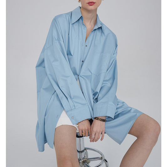 Dame afslappet Longshirt-bluse lavet af høj kvalitet bomuld med oversized snit Stilla