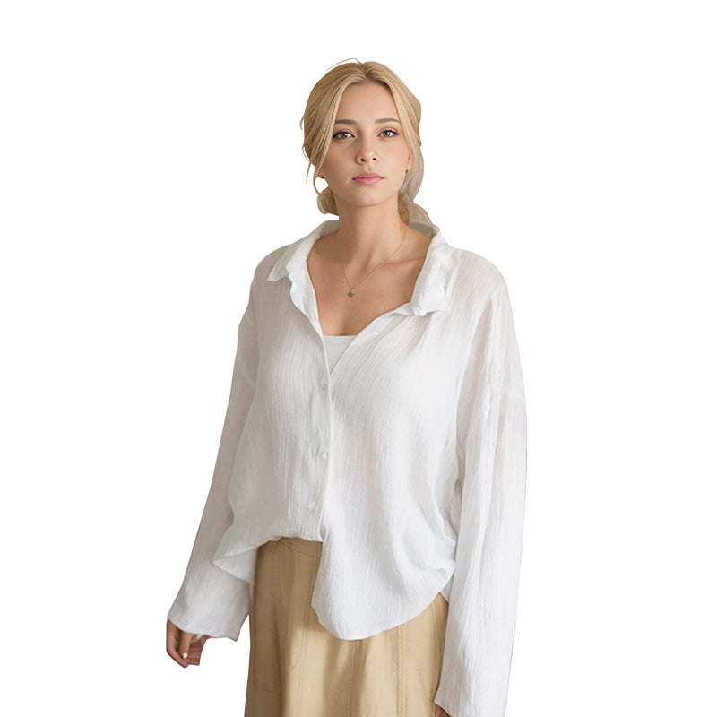 Dame afslappet oversized skjorte lavet af åndbart stof Stilla