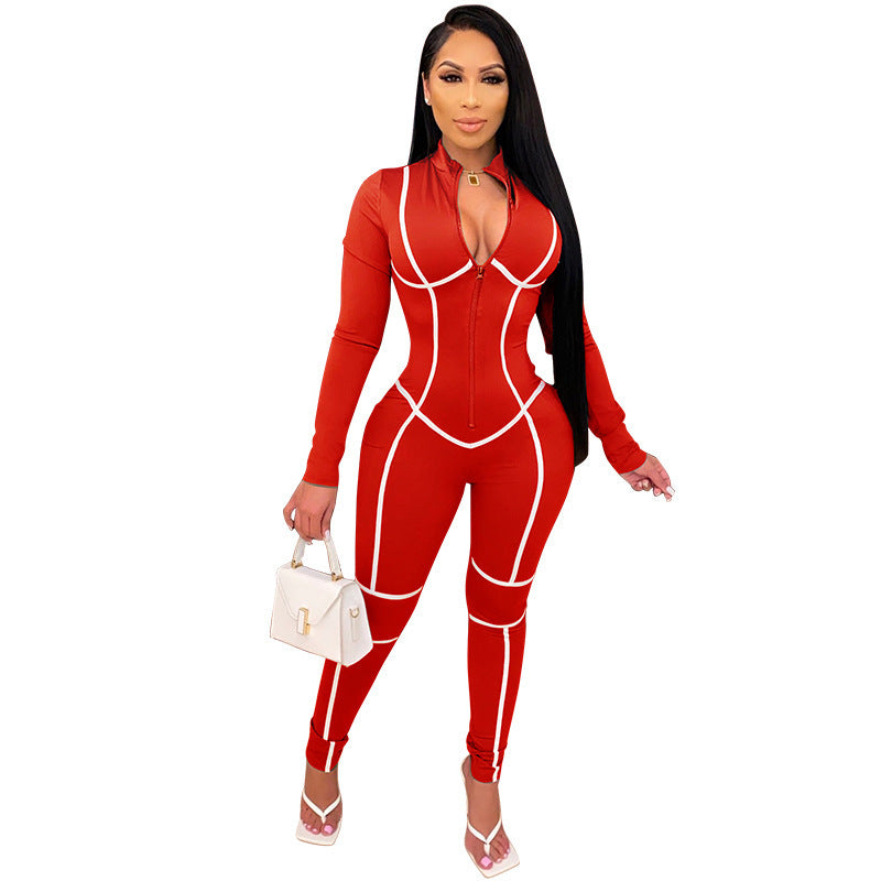 Dame Bodycon Jumpsuit med strategisk snit og lynlås Stilla