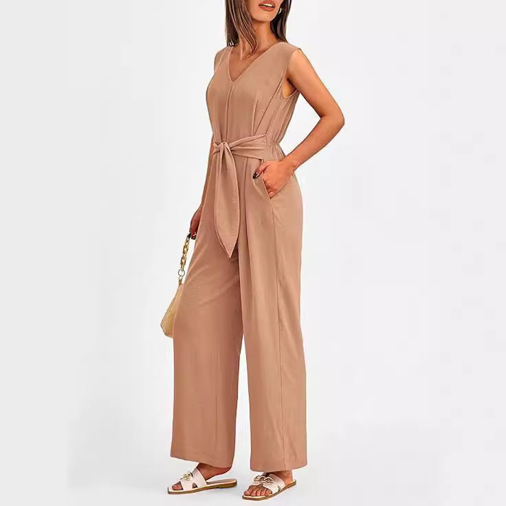 Damer Elegante Jumpsuit med V-udskæring og figursyet design Stilla