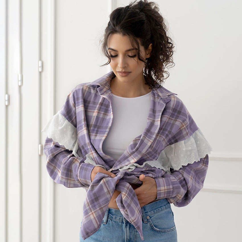 Dame ternet Skjorte med Spidsbesætning og Løs Skæring Stilla