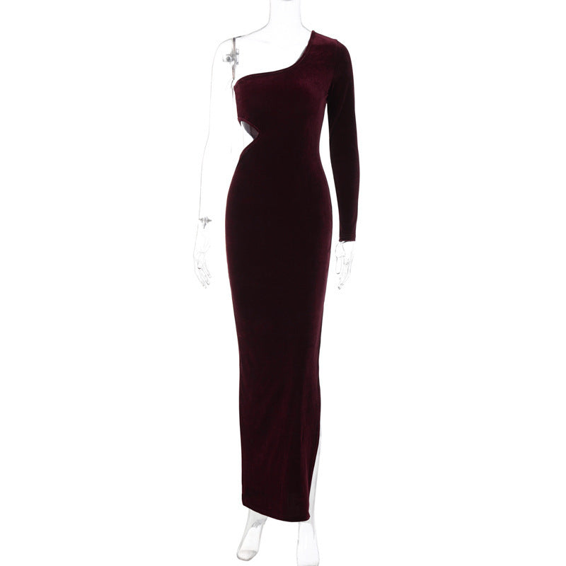 Dame Elegant Ankeldragt med asymmetrisk design og dyb slids Stilla