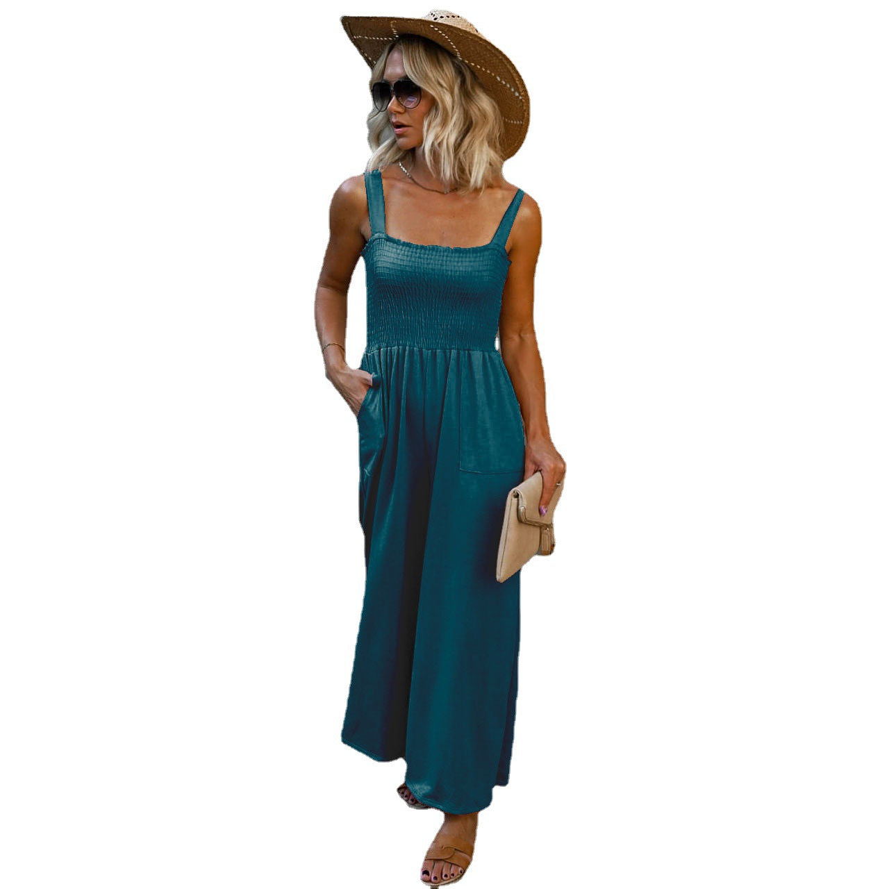 Dame Maxijumpsuit med elastisk overdel og praktiske lommer Stiila
