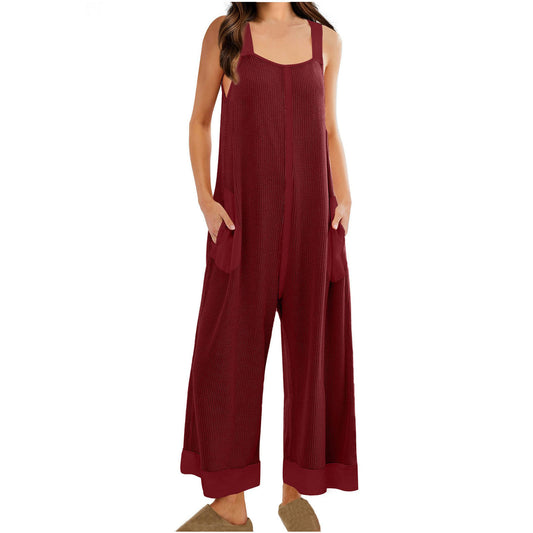 Dame afslappet Jumpsuit med sidelommer og bredt ben Stilla