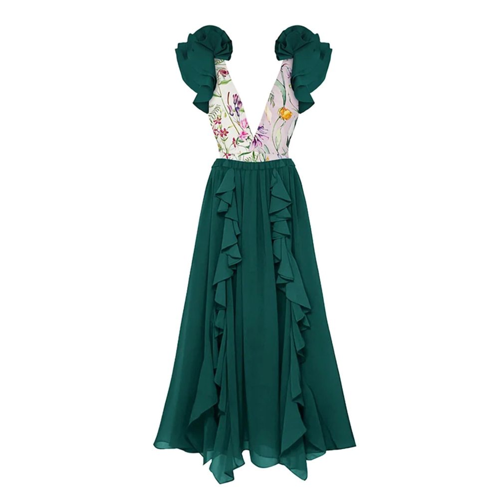 Dame ruffle nederdel med blomster toppen Stilla