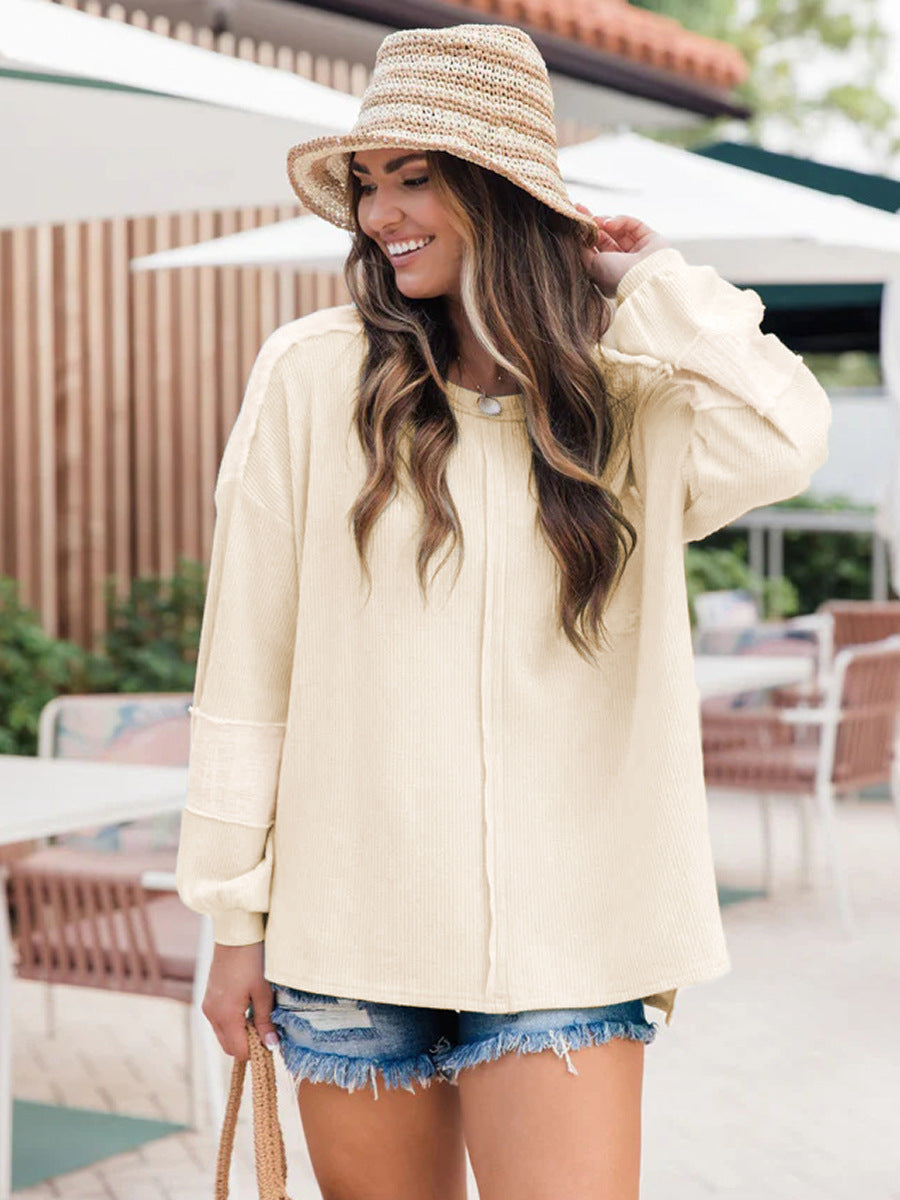 Dame afslappet longsleeve top med struktureret design Stilla