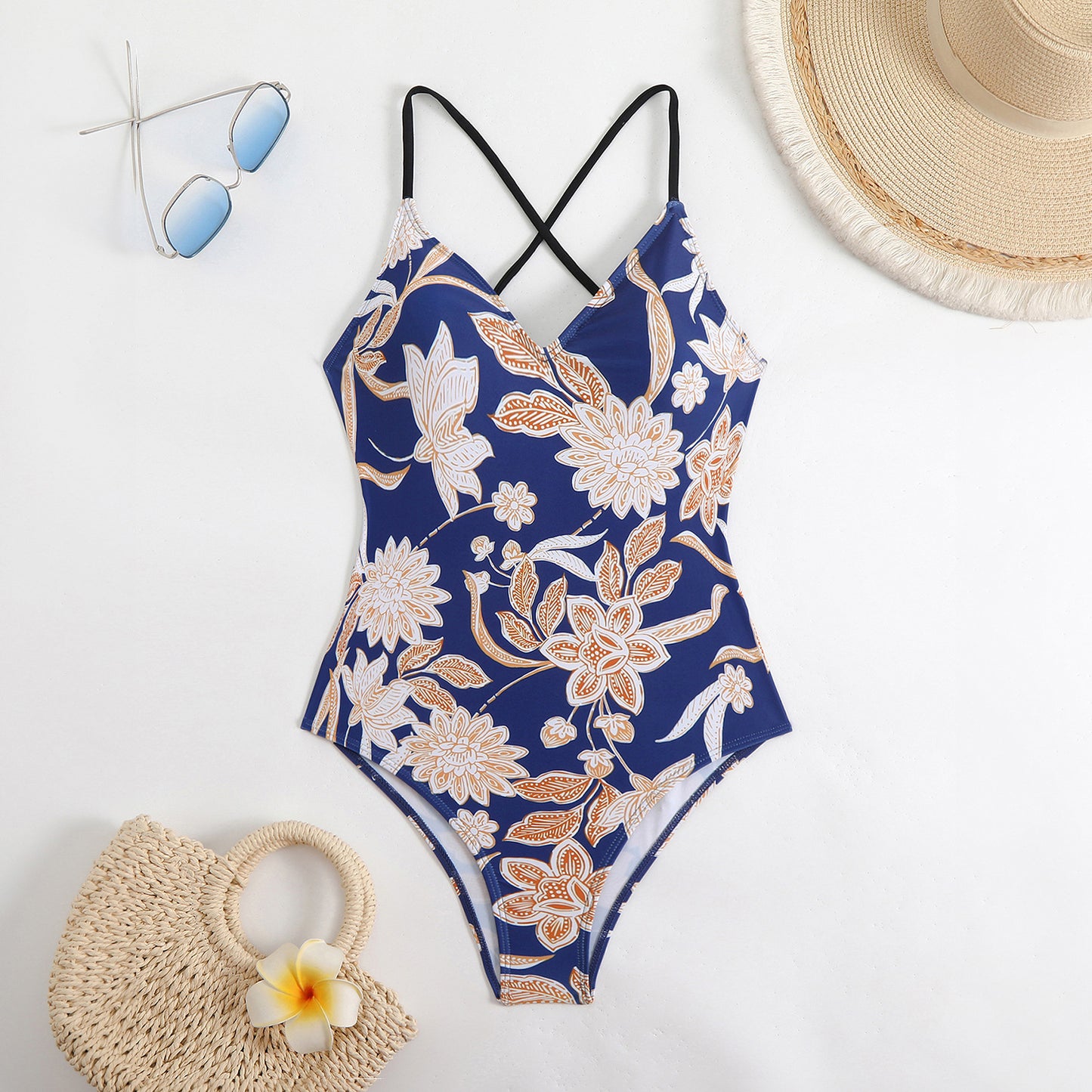 Dame Floral Print Cross-Back Éntedeler Badedragt Stilla