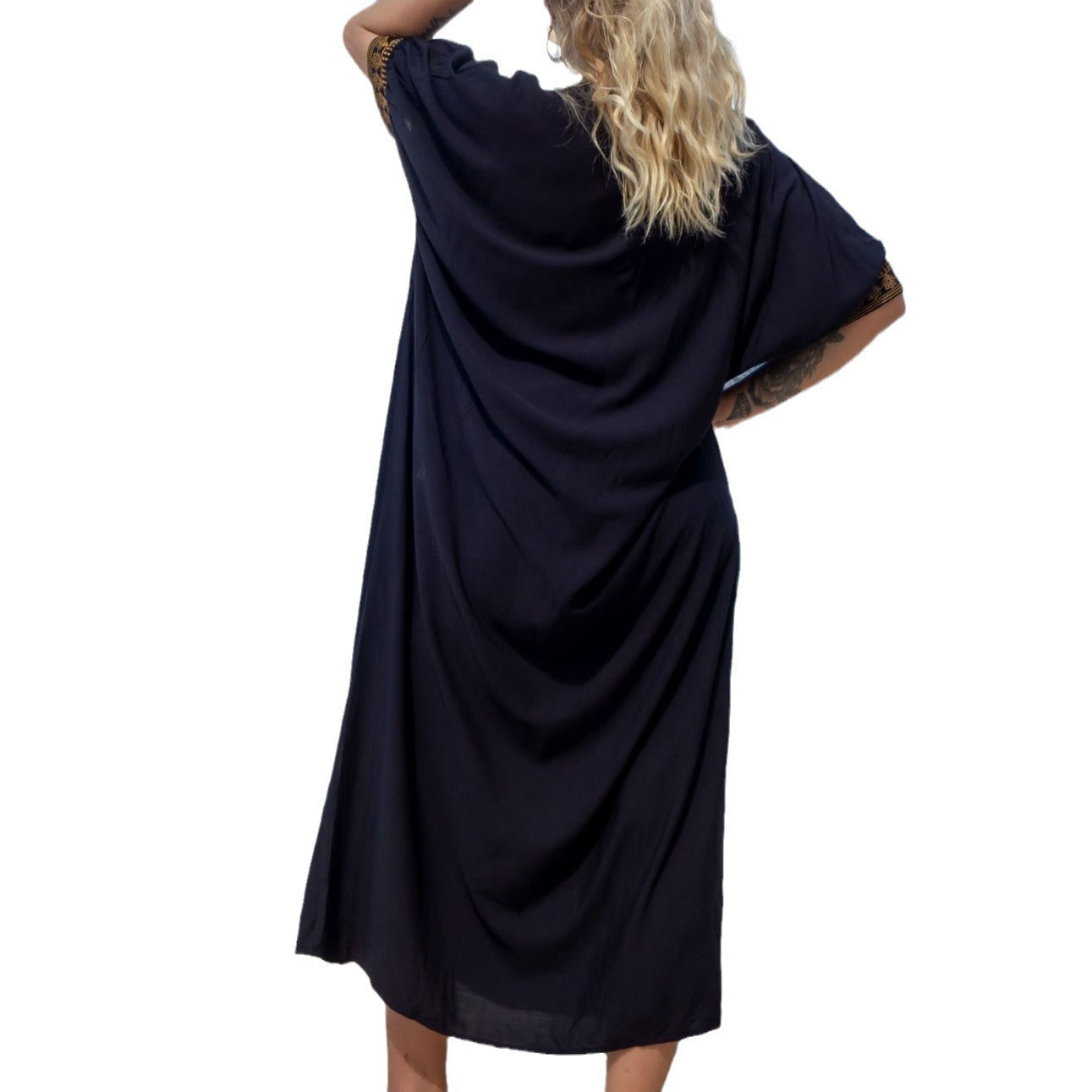 Dame elegant kaftan med kunstnerisk broderi og afslappet snit Stilla