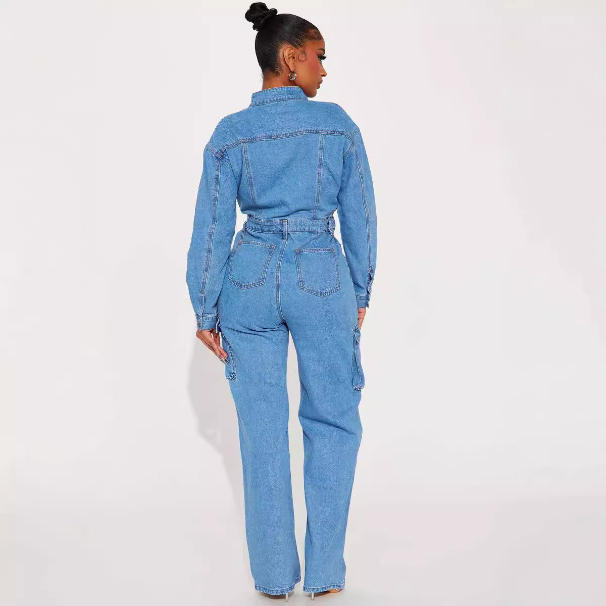 Dame Denim-Overalls med praktiske Cargo-lommer Stilla