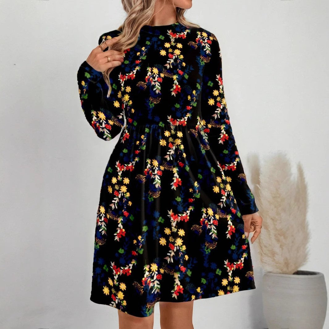 Dame afslappet blusenkjole med blomsterprint Stilla