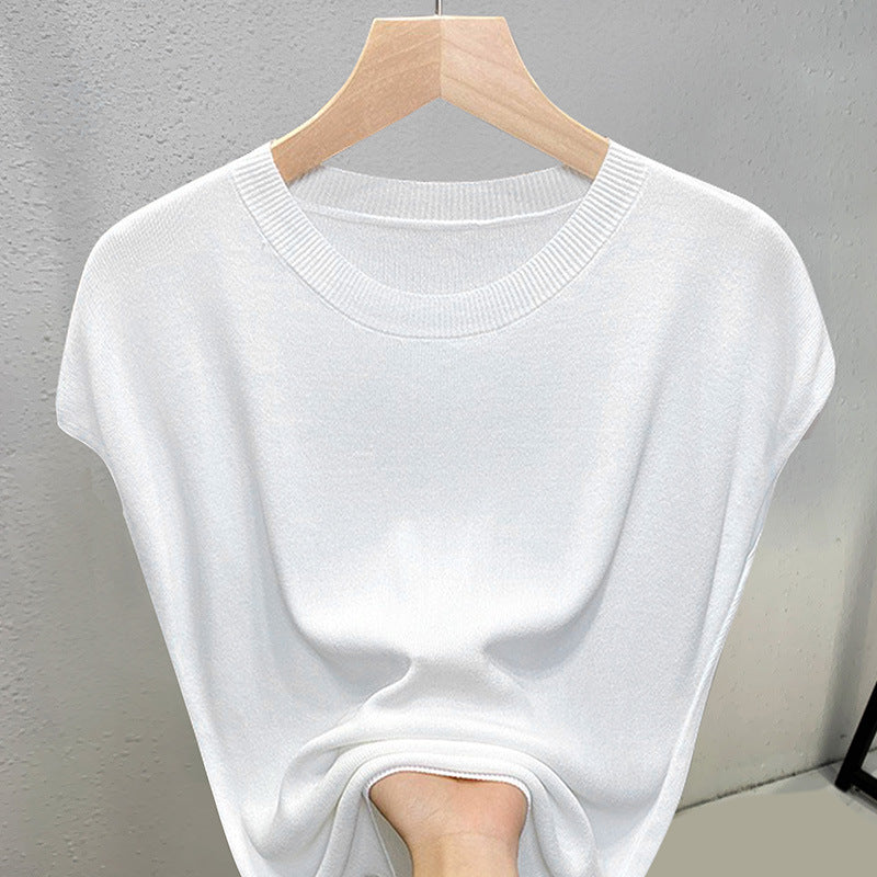 Dame afslappet kortærmet t-shirt med høj kvalitet tekstur og moderne rund halsudskæring Stilla