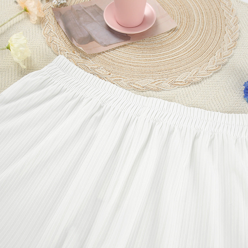 Dame cropped top og shorts sæt med elegante ruffles detaljer Stilla