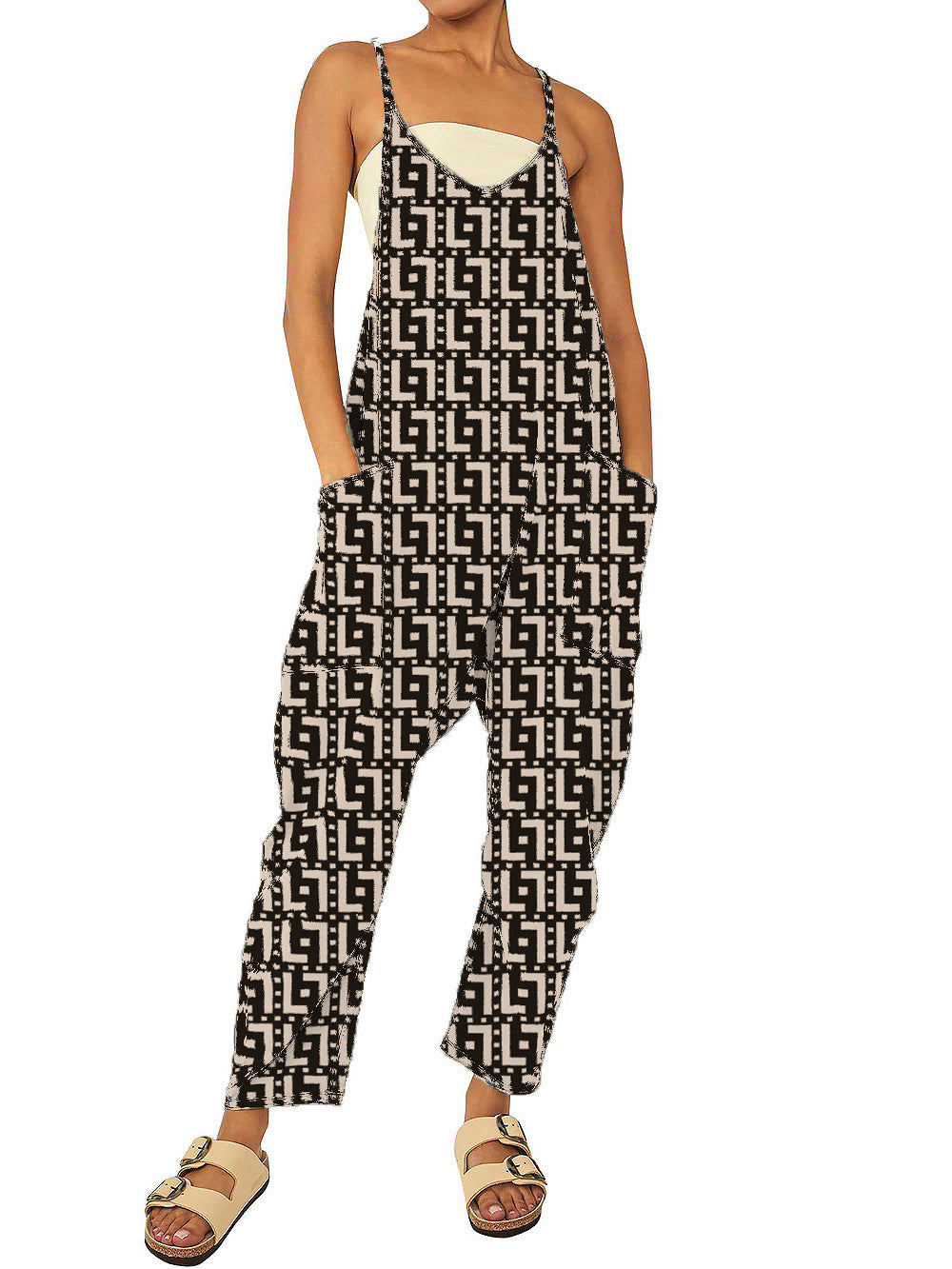 Dame jumpsuit med unikt grafikdesign Stilla