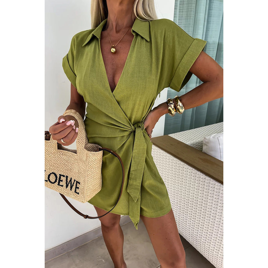 Dame Casual Jumpsuit med taljerbart design og kortærmet Stiila