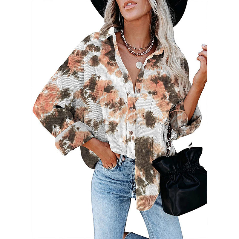 Dame afslappet oversized skjorte bluse i cord Stilla