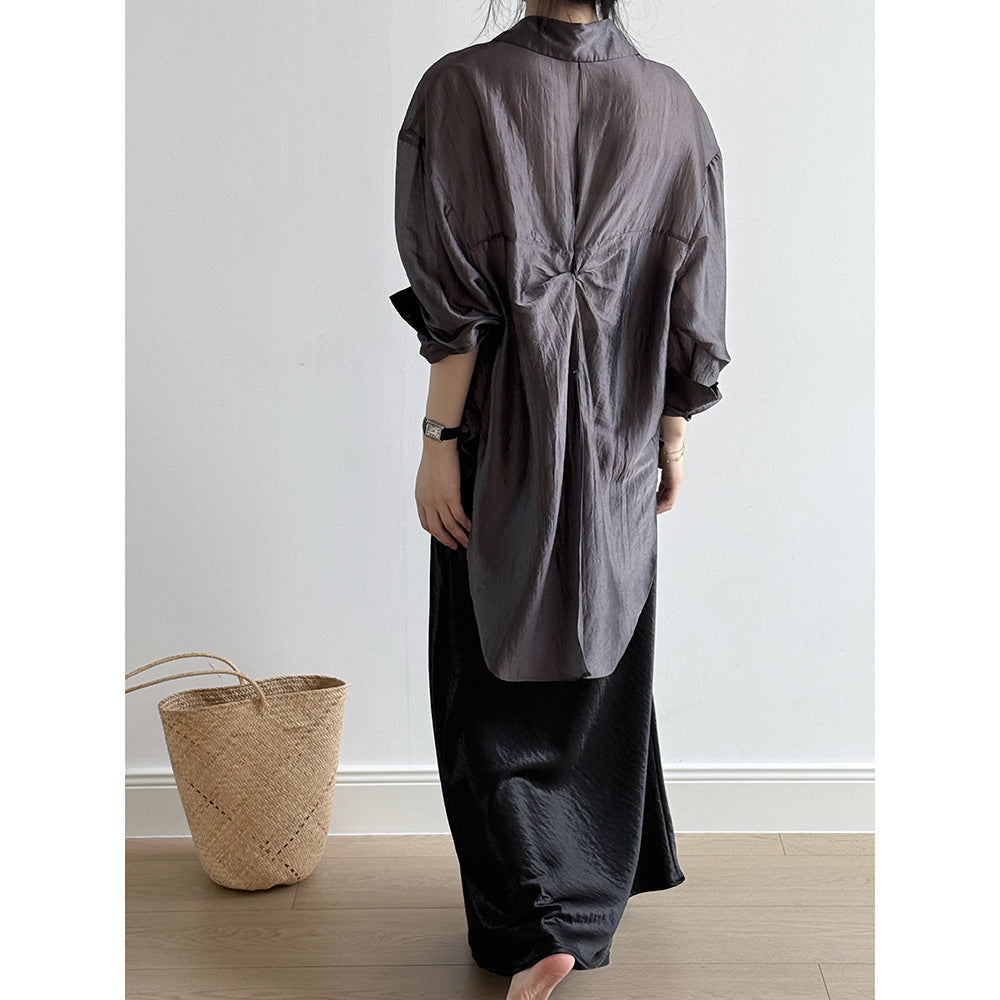 Dame afslappet silke blouse med skjult lukning Stilla