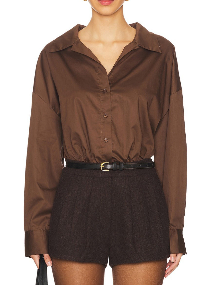 Dame Elegant bluse med højstående krave og taljeret snit Stilla