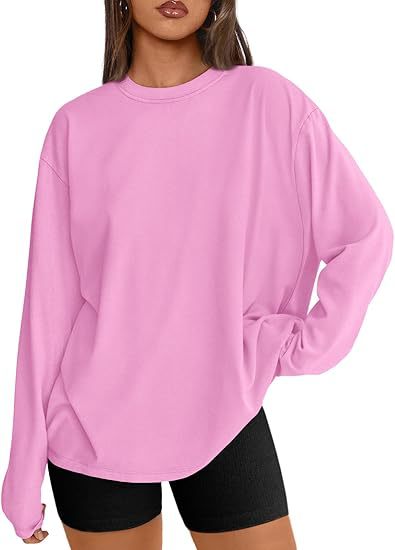 Dame afslappet langærmet skjorte med overdimensioneret pasform og rund halsudskæring Stilla