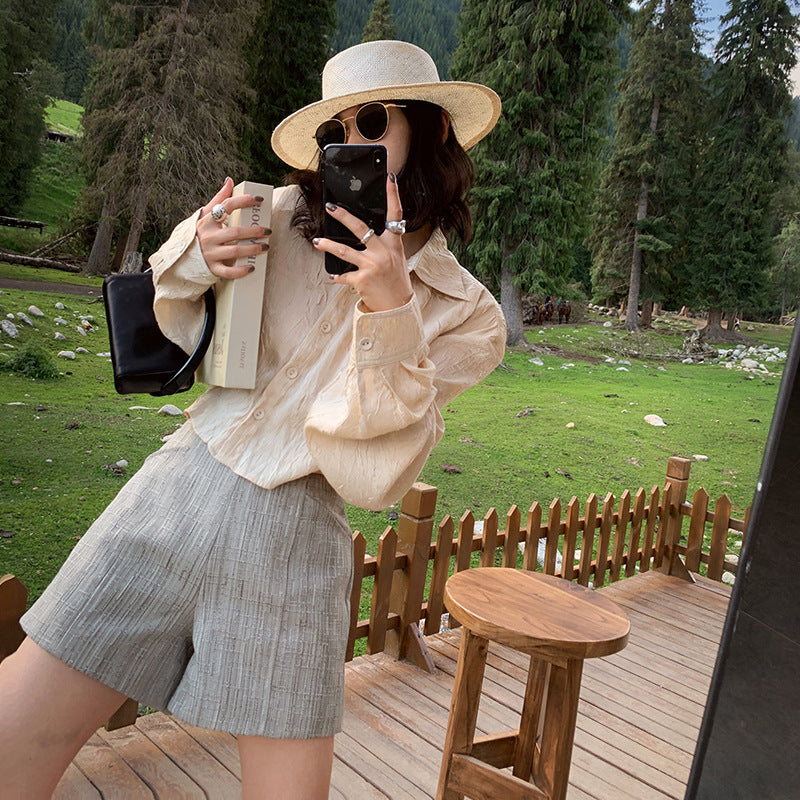 Dame cropped strikpullover med struktureret design og fint mønster Stilla