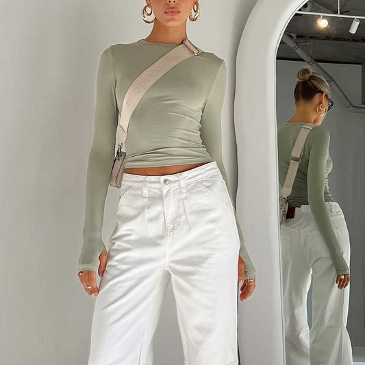 Dame Langærmet Bodysuit i elastisk materiale med figurskæmmende snit Stilla