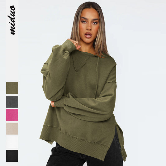 Dame afslappet hoodie med bred pasform og moderigtige detaljer Stilla