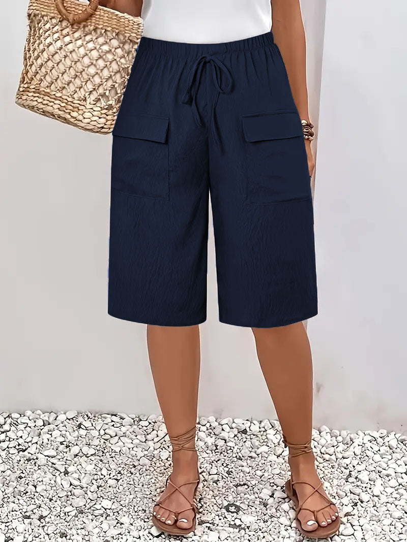 Dame afslappede cargo-shorts med elastisk talje og praktiske lommer Stilla