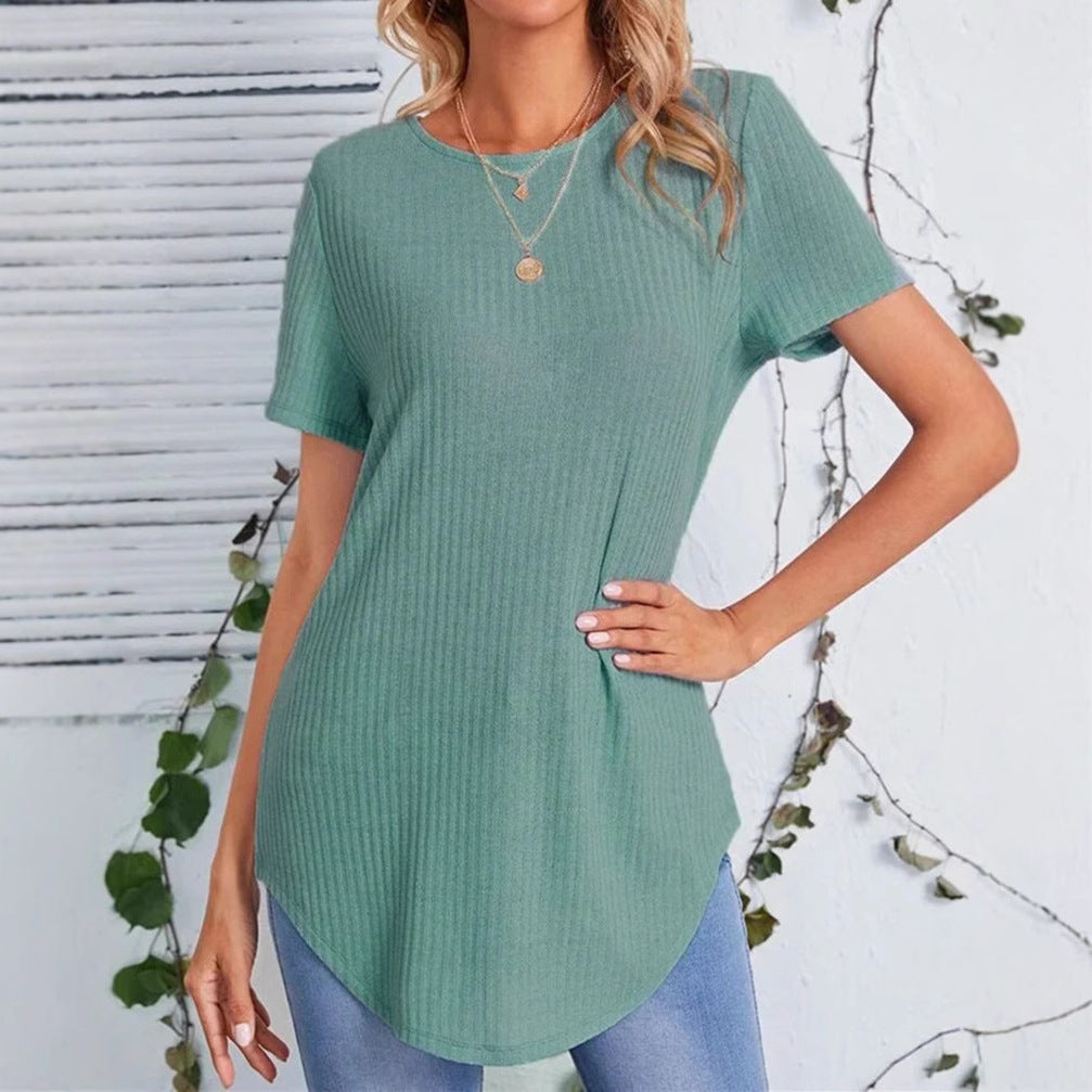 Dame afslappet Langærmet t-shirt med moderne ribmønster Stilla