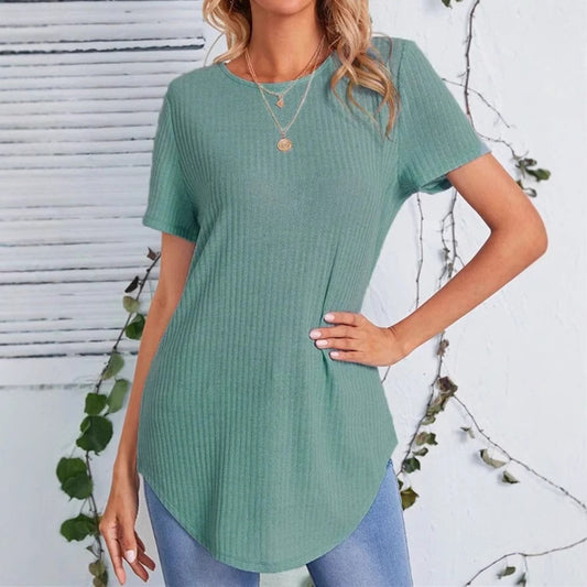 Dame afslappet Langærmet t-shirt med moderne ribmønster Stilla