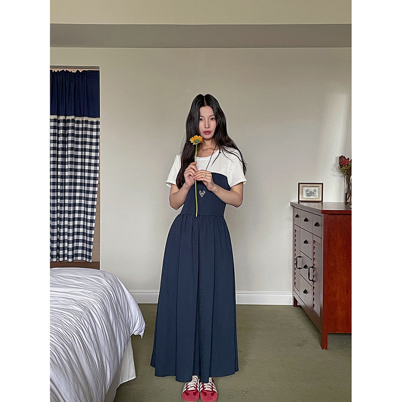 Dame afslappet maxikjole med stropper og drapering Stilla