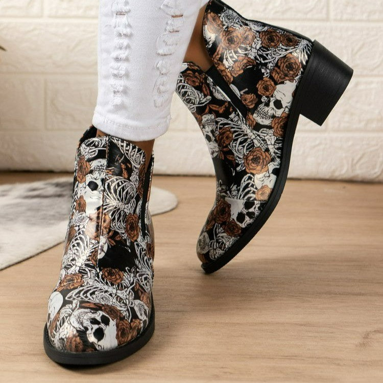 Dame Ekstravagante Cowboystøvler med florale Dødskalderskabeloner Stilla