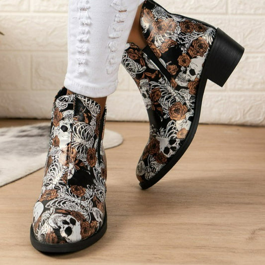 Dame Ekstravagante Cowboystøvler med florale Dødskalderskabeloner Stilla