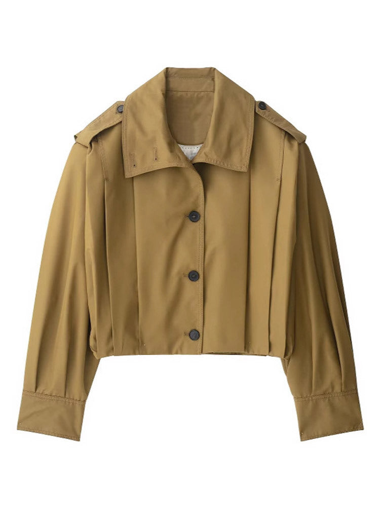 Dame cropped trenchcoat med elegante knapdetaljer Stilla