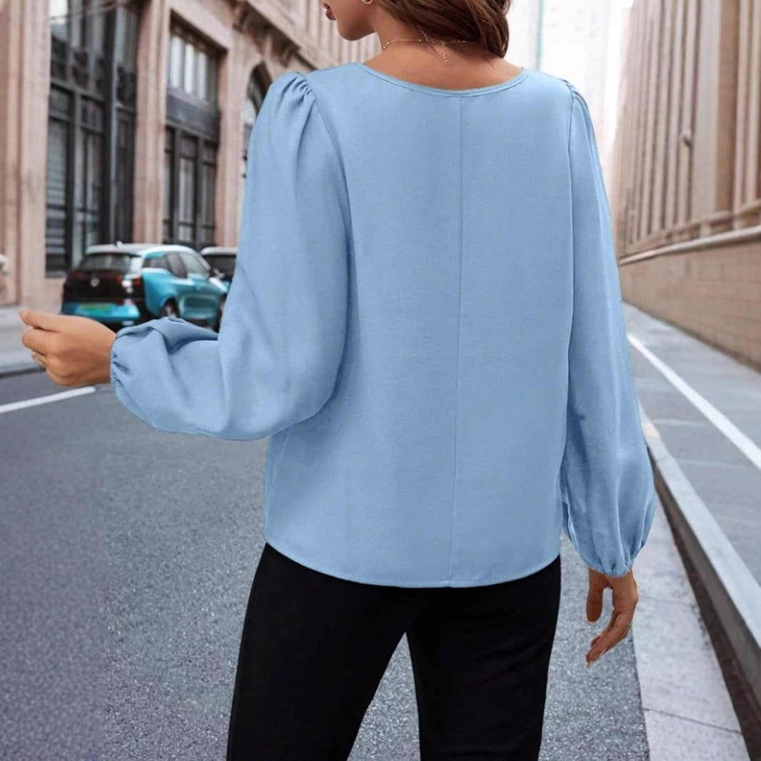 Dame Elegant bluse top med puffærmer Stilla