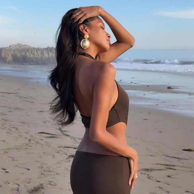 Dame Cut-Out Maxikjole med raffineret Halterneck og elegant detail Stilla