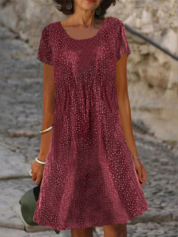 Dame afslappet halværmet kjole med blomstermønster og flatterende snit Stilla