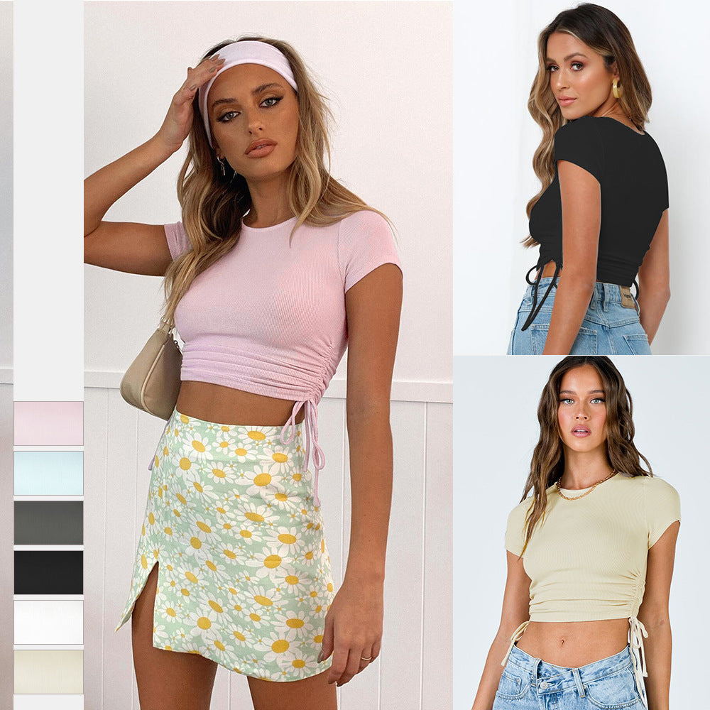 Dame Crop-Top med sidelæns rynkeeffekt og moderne design Stilla