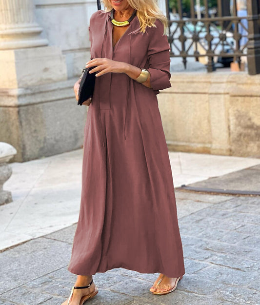 Dame Maxi- jumpsuit med elastisk taljetræk og elegant V-udskæring Stilla