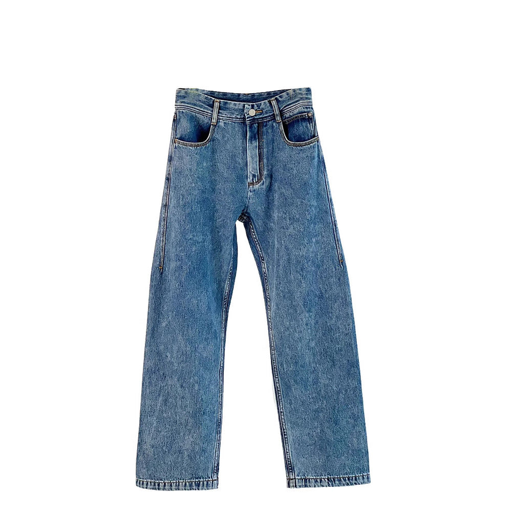 Dame afslappede jeans i moderne, loose fit med frynset kant og vintage-inspirerede accenter Stilla