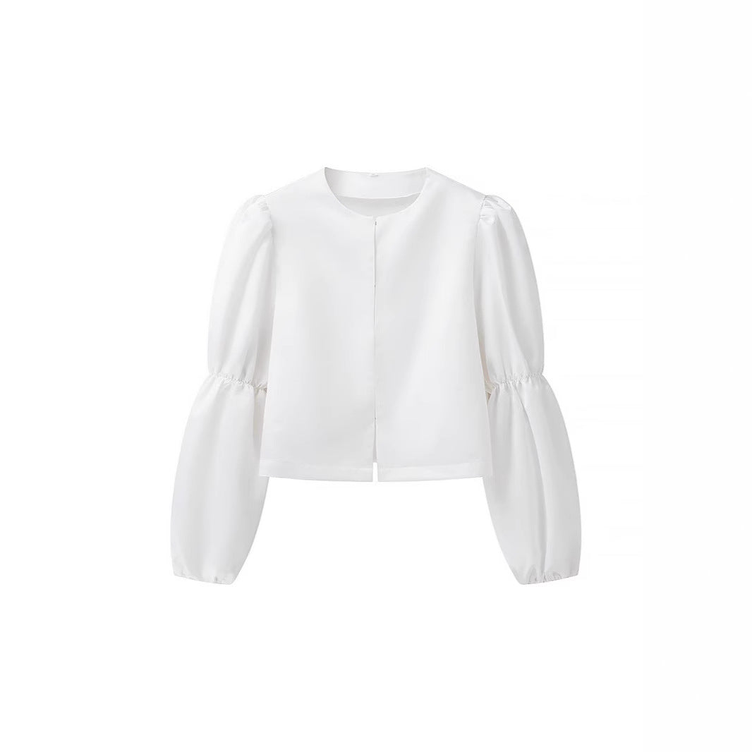 Dame elegant bluse med ballonformede ærmer og moderne snit Stilla