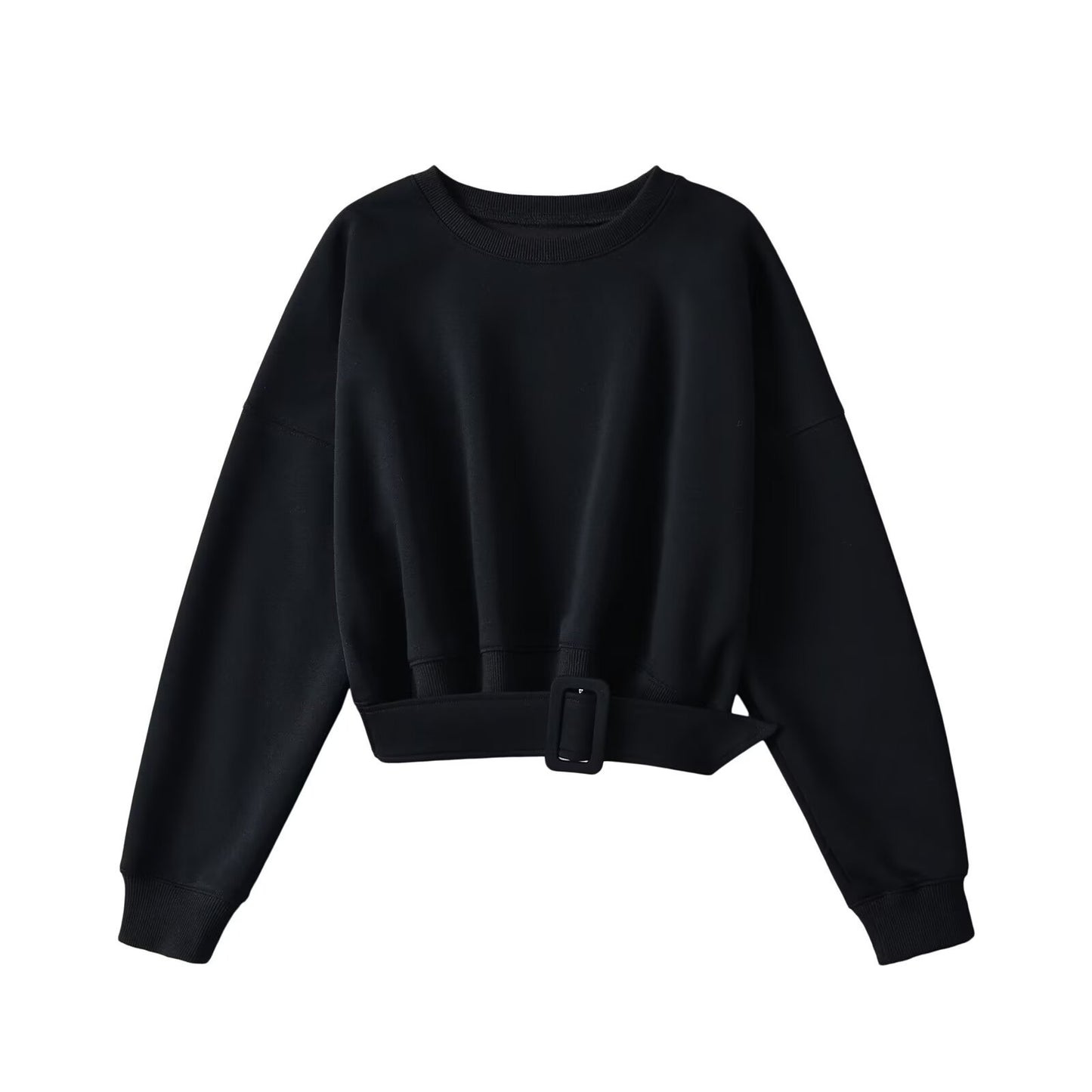 Dame Cropped Sweatshirt med afslappet pasform og moderne bælte Stilla
