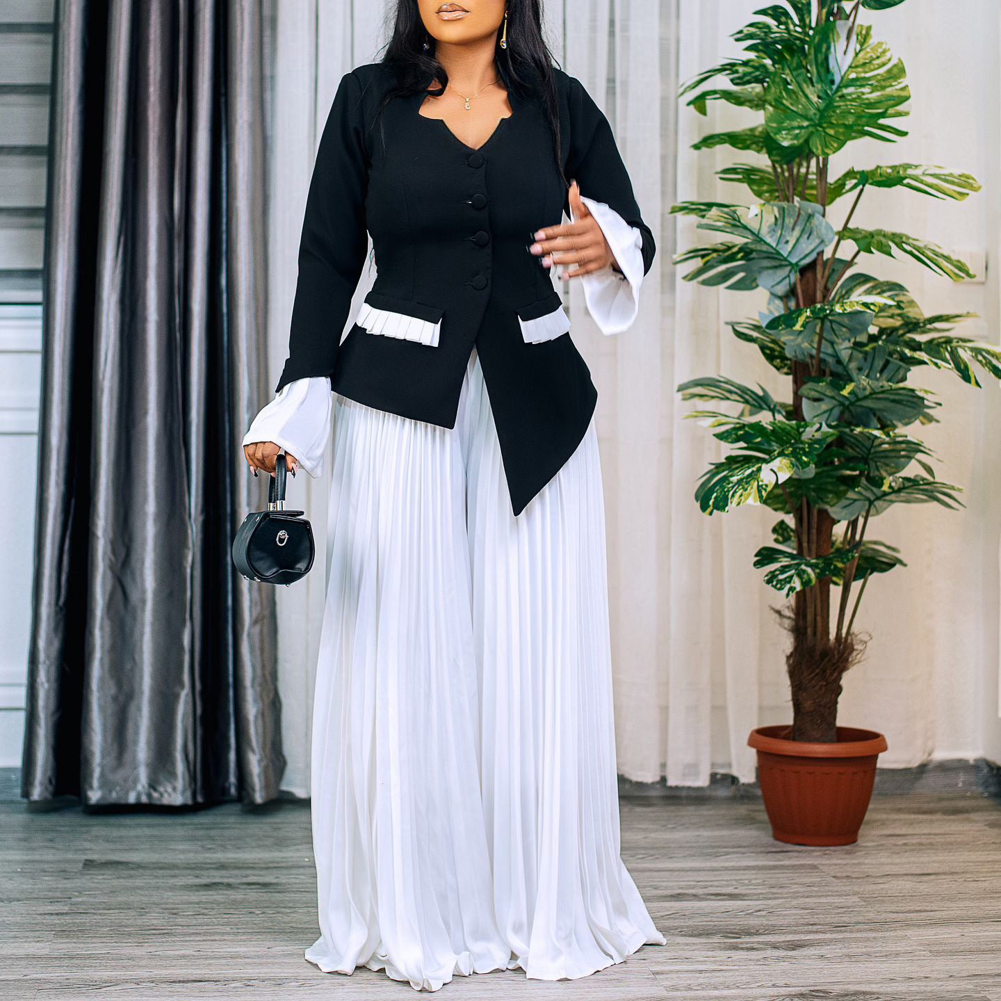 Dame Elegant Blazer med plisserede Bukser Stilla